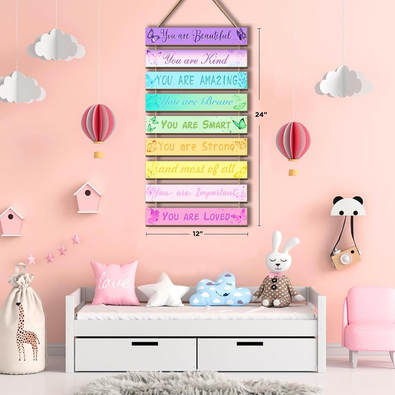 UBTKEY Butterfly Room Decor Set - 9 Pieces for Girls' Bedroom, Inspirational Wall Plaques - Image 2